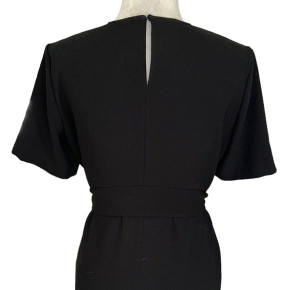 Zara Black Tie Waist Bow Detail Sheath Midi Dress - M - Picture 12 of 16